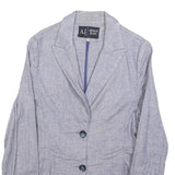 ARMANI JEANS Womens Grey Linen Blend Button Jacket S Tailored Casual Blazer