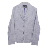 ARMANI JEANS Womens Grey Linen Blend Button Jacket S Tailored Casual Blazer