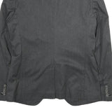 ZARA Mens Grey Button Jacket L Cotton Blend Classic Blazer Formal Stylish