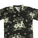 YNC Mens Black & Cream Floral Cotton Short Sleeve Shirt M Summer Casual Tropical