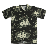 YNC Mens Black & Cream Floral Cotton Short Sleeve Shirt M Summer Casual Tropical