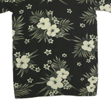 YNC Mens Black & Cream Floral Cotton Short Sleeve Shirt M Summer Casual Tropical