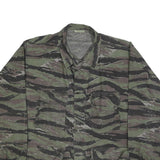 ATLANCO Mens Green & Brown Tiger Stripe Cotton Button Jacket L Ripstop