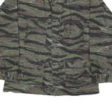 ATLANCO Mens Green & Brown Tiger Stripe Cotton Button Jacket L Ripstop