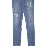 LEVI'S Womens Blue Slim Skinny Denim Medium W26 L29 Distressed Jeans Zip