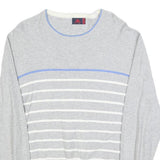 KAPPA Mens Grey & Blue Patterned Cotton Crew Neck Jumper M Casual Lightweight