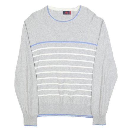KAPPA Mens Grey & Blue Patterned Cotton Crew Neck Jumper M Casual Lightweight