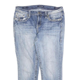 VIGOSS Womens Slim Light Blue Denim Cotton Blend Jeans W32 L25 Embroidered