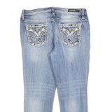 VIGOSS Womens Slim Light Blue Denim Cotton Blend Jeans W32 L25 Embroidered