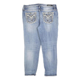 VIGOSS Womens Slim Light Blue Denim Cotton Blend Jeans W32 L25 Embroidered