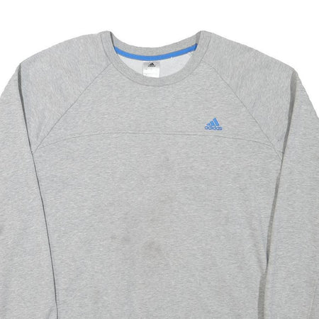 ADIDAS Mens Grey Cotton Blend Crew Neck L Sportswear Casual Pullover Sweatshirt