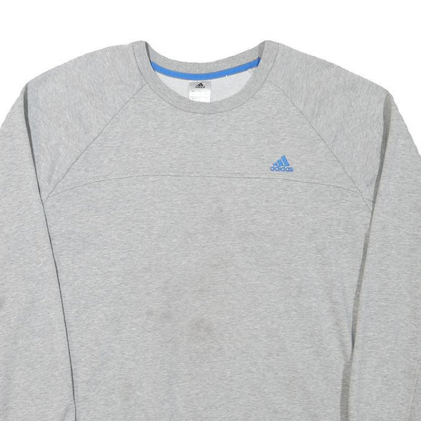 ADIDAS Mens Grey Cotton Blend Crew Neck L Sportswear Casual Pullover Sweatshirt