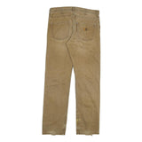CARHARTT Mens Regular Fit Beige Cotton Blend Zip Trousers W32 L34 Durable