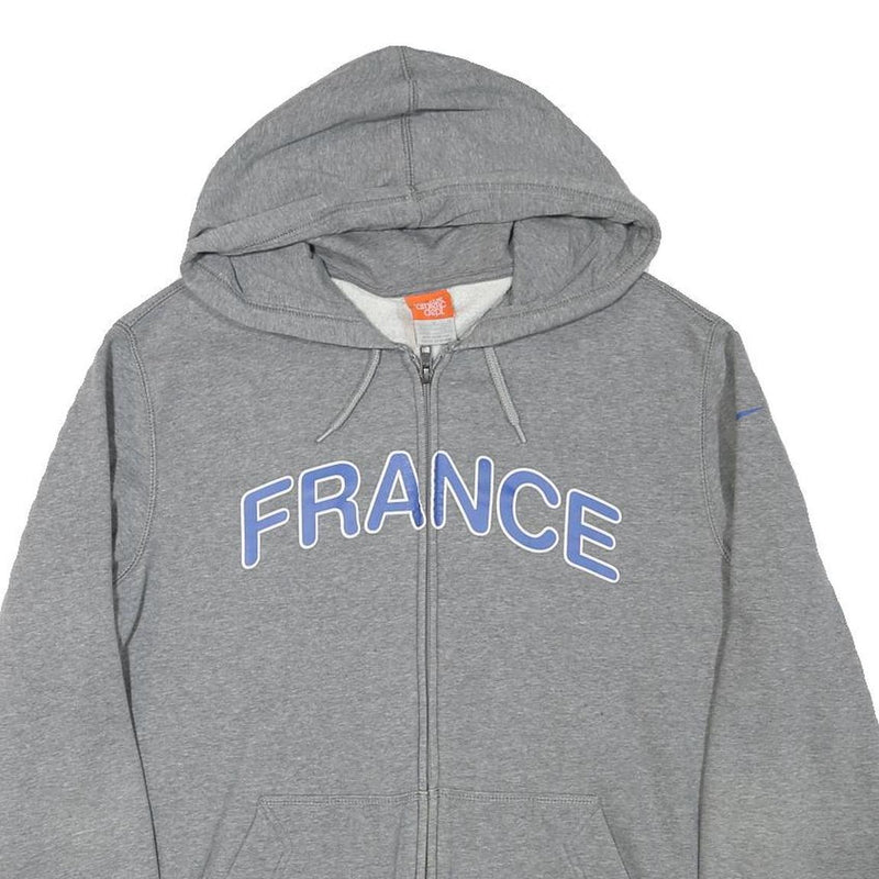 NIKE Mens Grey France Full Zip Hoodie L Sports Casual Cotton Blend Sweatshirt