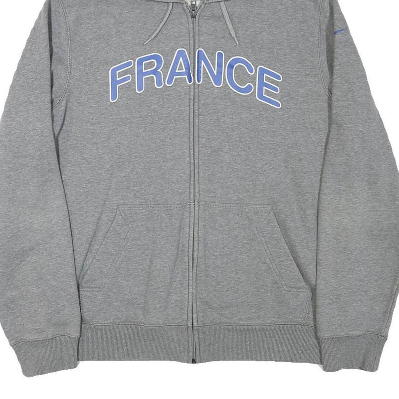 NIKE Mens Grey France Full Zip Hoodie L Sports Casual Cotton Blend Sweatshirt