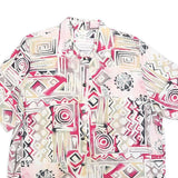 DIVINA Mens Pink Beige Grey Printed Short Sleeve Collared Shirt L Casual Top