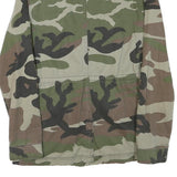 PULL AND BEAR Womens Green Brown Cotton Blend Camouflage Jacket S Zip Pocket