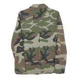 PULL AND BEAR Womens Green Brown Cotton Blend Camouflage Jacket S Zip Pocket