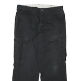 DICKIES Mens Cotton Blend Black Relaxed Cargo Trousers W36 L29 Workwear Zip
