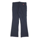 DICKIES Womens Cotton Blend Navy Slim Flared Trousers W34 L34 Classic Workwear