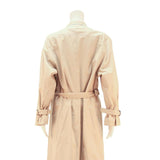 Womens Beige Classic Long Sleeve Button Closure Polyester Trench Jacket L