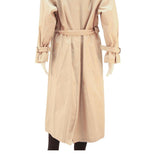Womens Beige Classic Long Sleeve Button Closure Polyester Trench Jacket L