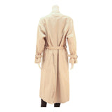 Womens Beige Classic Long Sleeve Button Closure Polyester Trench Jacket L