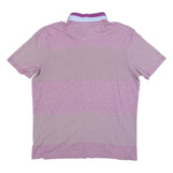 PIERRE CARDIN Mens Purple & Lilac Short Sleeve Stripe Polo Shirt L Cotton Blend