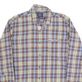 PIERRE CARDIN Mens Brown Blue & White Checked Shirt M Classic Cotton Long Sleeve