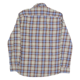 PIERRE CARDIN Mens Brown Blue & White Checked Shirt M Classic Cotton Long Sleeve