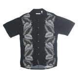 CAMPIA MODA Mens Black Shirt S Rayon Tropical Leaf Print Casual Summer