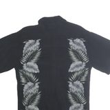 CAMPIA MODA Mens Black Shirt S Rayon Tropical Leaf Print Casual Summer