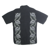 CAMPIA MODA Mens Black Shirt S Rayon Tropical Leaf Print Casual Summer