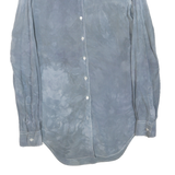 Mens Blue Polyester Blend Shirt S Long Sleeve Button Closure Plain Casual