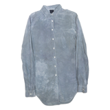 Mens Blue Polyester Blend Shirt S Long Sleeve Button Closure Plain Casual