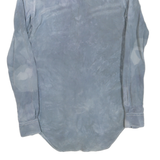 Mens Blue Polyester Blend Shirt S Long Sleeve Button Closure Plain Casual