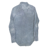 Mens Blue Polyester Blend Shirt S Long Sleeve Button Closure Plain Casual