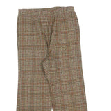 Womens Regular Fit Checked Zip Trousers W30 L24 Brown Beige Classic Pattern
