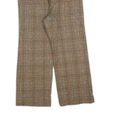 Womens Regular Fit Checked Zip Trousers W30 L24 Brown Beige Classic Pattern