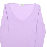 MORGAN Womens Lilac Basic Top Long Sleeve V-Neck M Lightweight Stretch