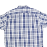 NAUTICA Mens Blue & White Checked Cotton Blend Shirt L Casual Short Sleeve