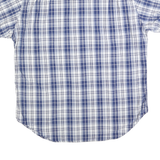 NAUTICA Mens Blue & White Checked Cotton Blend Shirt L Casual Short Sleeve