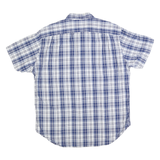 NAUTICA Mens Blue & White Checked Cotton Blend Shirt L Casual Short Sleeve