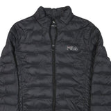 FILA Womens Black Outdoor Jacket L Polyester Blend Microfibre Plain Lightweight