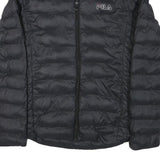 FILA Womens Black Outdoor Jacket L Polyester Blend Microfibre Plain Lightweight