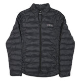 FILA Womens Black Outdoor Jacket L Polyester Blend Microfibre Plain Lightweight