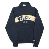 CHAMPION Mens Navy Blue UC Riverside Half Zip XS Sweatshirt Cotton Blend Comfort