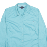 TOMMY HILFIGER Womens Blue L Shirt Cotton Blend Long Sleeve Button Down