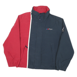 NAUTICA Mens Navy & Red Jacket L Polyester Blend Colourblock Zip Casual