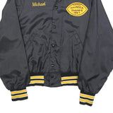 DON ALLERSON Mens Black & Yellow Varsity Button Jacket S Nylon Embroidered 1987